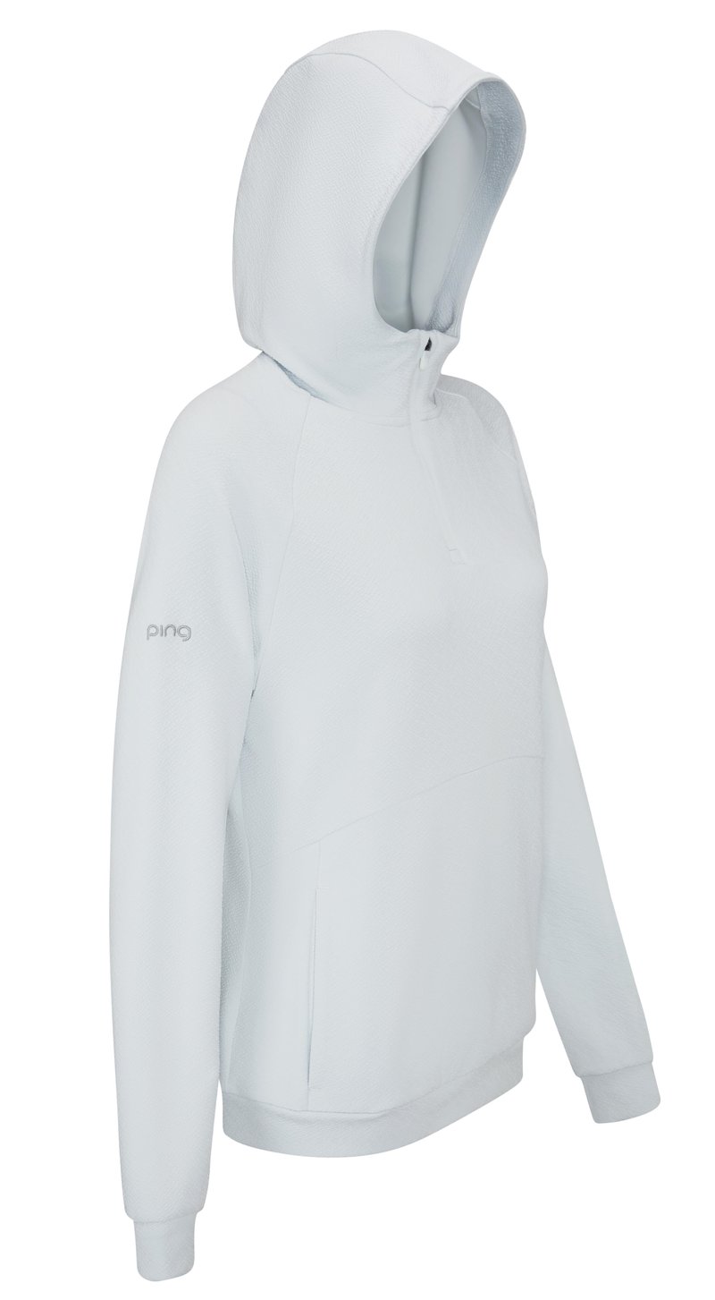 PING Rhona Textured sudadera con capucha de mujer, gris suave