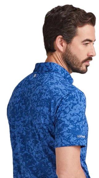 PING Marek Camo Jacquard polo de hombre, bright cobalt multi