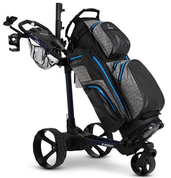MGI E-Boost hybrid golf trolley 2026 eléctrico, azul marino mate