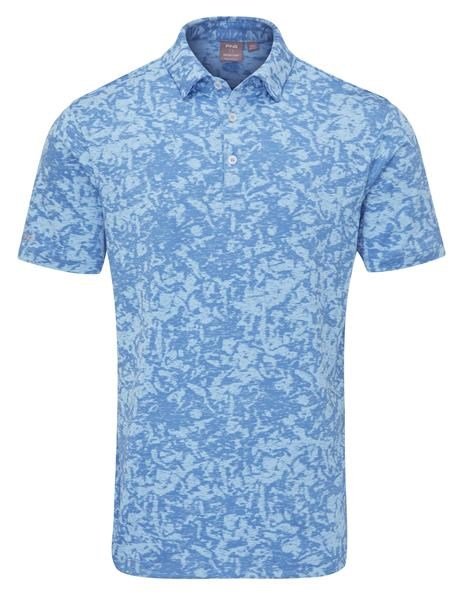 PING Marek Camo Jacquard polo de hombre, baltic sea multi