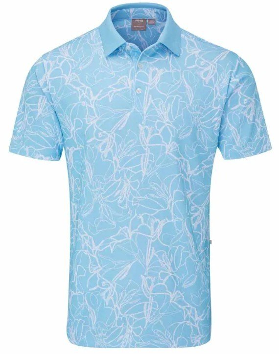 PING Orlando polo de hombre, azul báltico/blanco