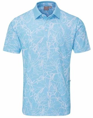 PING Orlando polo de hombre, azul báltico/blanco