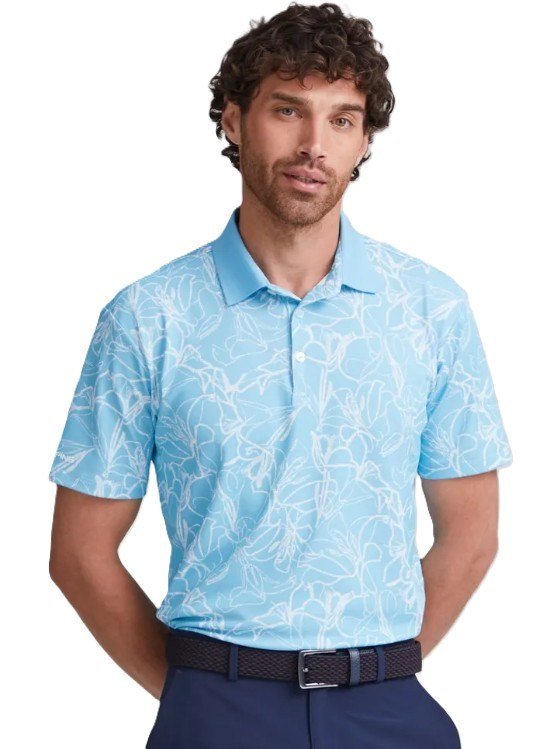 PING Orlando polo de hombre, azul báltico/blanco