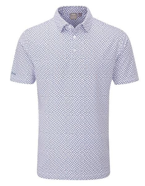 PING Ephron Printed polo de hombre, blanco/pink haze multi