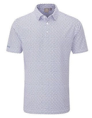 PING Ephron Printed polo de hombre, blanco/pink haze multi