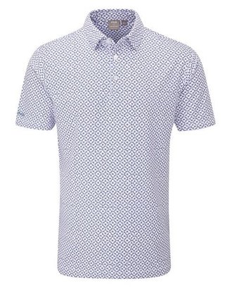 PING Ephron Printed polo de hombre, blanco/pink haze multi