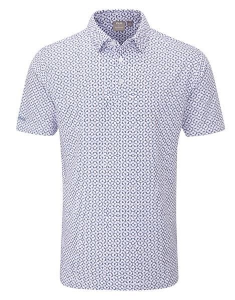 PING Ephron Printed polo de hombre, blanco/pink haze multi