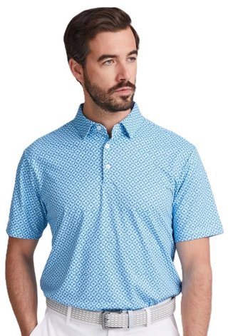PING Ephron Printed polo de hombre, baltic sea multi