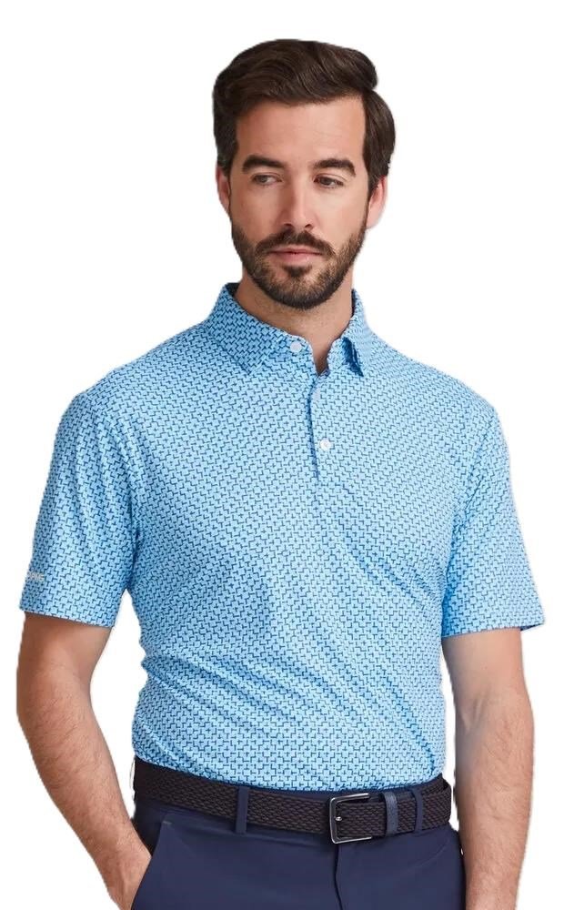 PING Ephron Printed polo de hombre, baltic sea multi