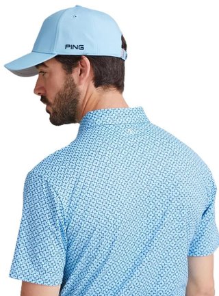 PING Ephron Printed polo de hombre, baltic sea multi