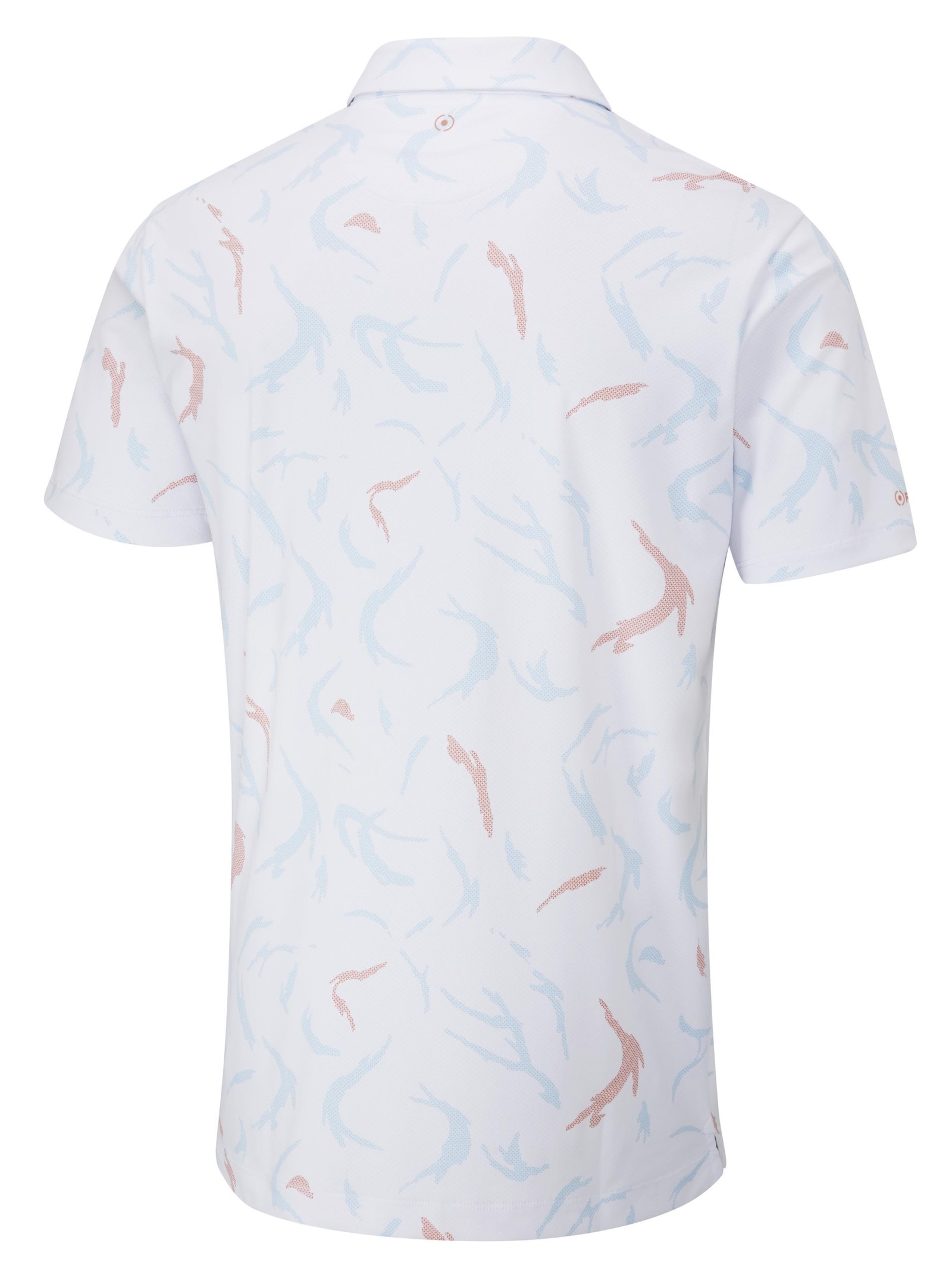 PING Ephron Printed polo de hombre, blanco/wild salmon multi