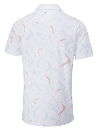 PING Ephron Printed polo de hombre, blanco/wild salmon multi