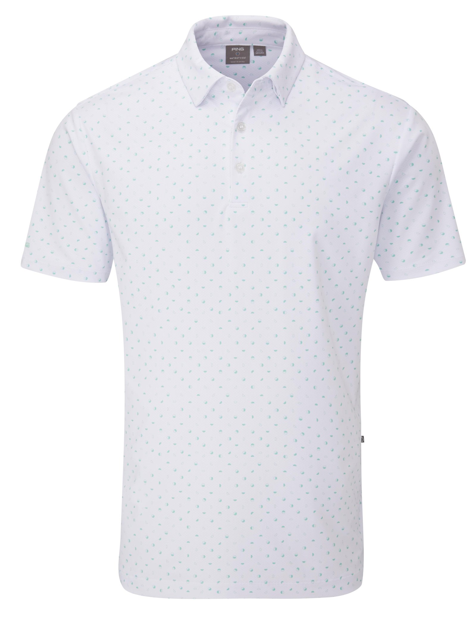 PING Ephron Printed polo de hombre, blanco/green bay multi