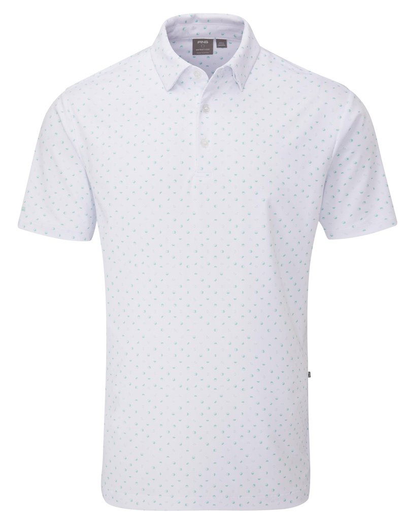 PING Ephron Printed polo de hombre, blanco/green bay multi