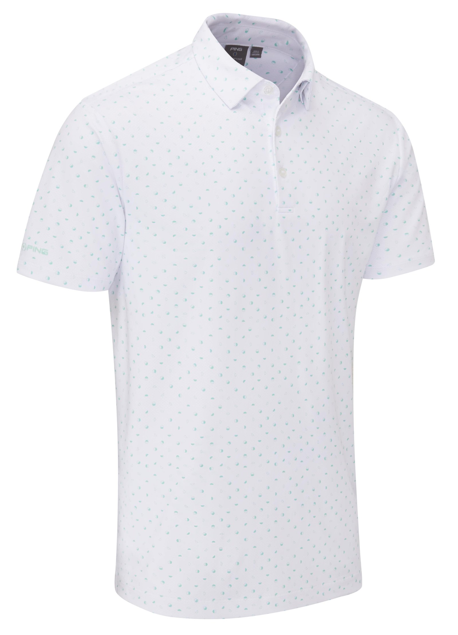 PING Ephron Printed polo de hombre, blanco/green bay multi