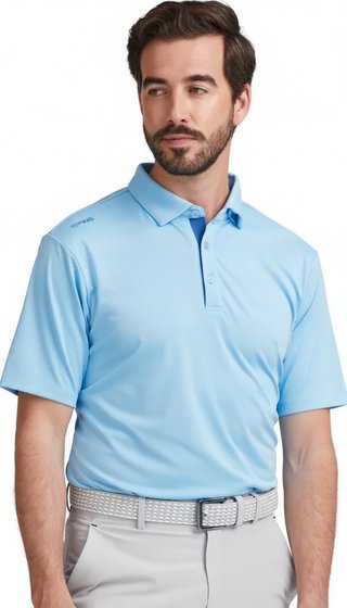 PING Claude Camo Mesh polo de hombre, baltic sea