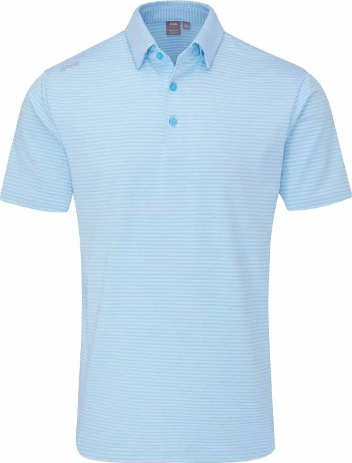 PING Langford polo de hombre, baltic sea/white