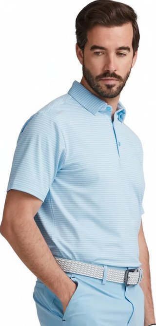 PING Langford polo de hombre, baltic sea/white