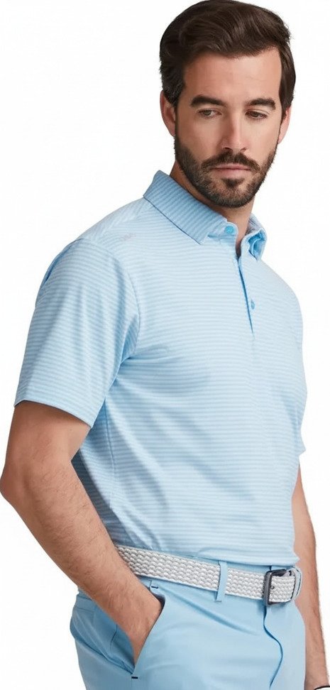 PING Langford polo de hombre, baltic sea/white