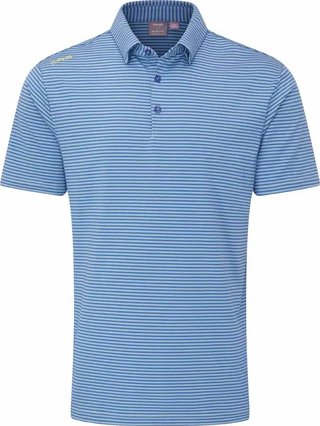 PING Langford polo de hombre, azul cobalto brillante/blanco