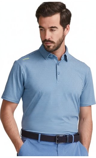 PING Langford polo de hombre, azul cobalto brillante/blanco