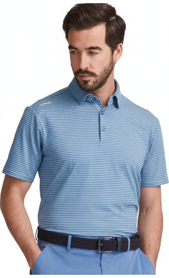 PING Langford polo de hombre, azul cobalto brillante/blanco