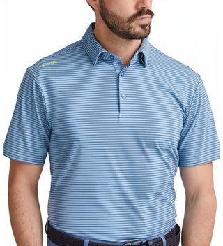 PING Langford polo de hombre, azul cobalto brillante/blanco