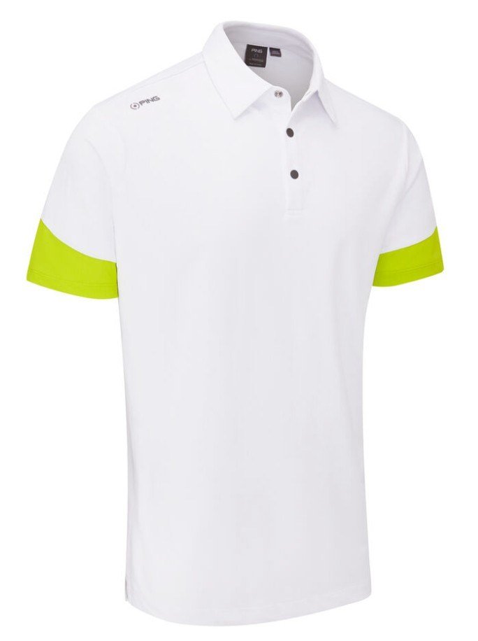 PING Ty polo de hombre, blanco/lima