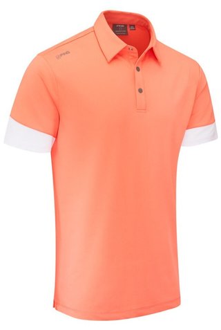 PING Ty polo de hombre, wild salmon/blanco