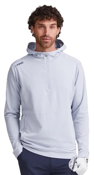 PING Haldon Hooded Fleece sudadera con capucha para hombre, pearl grey
