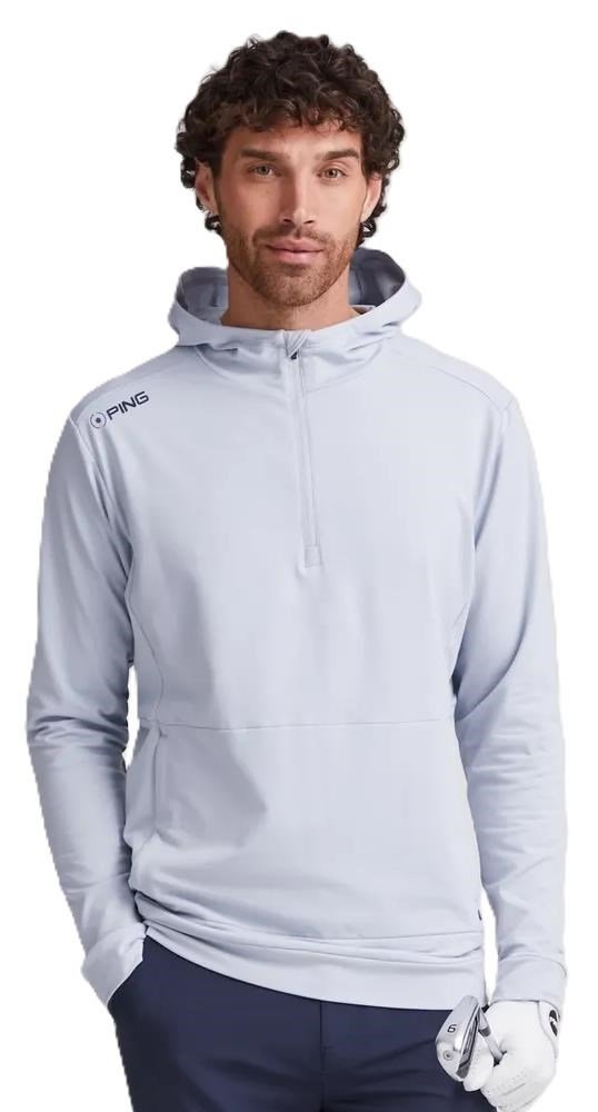 PING Haldon Hooded Fleece sudadera con capucha para hombre, pearl grey