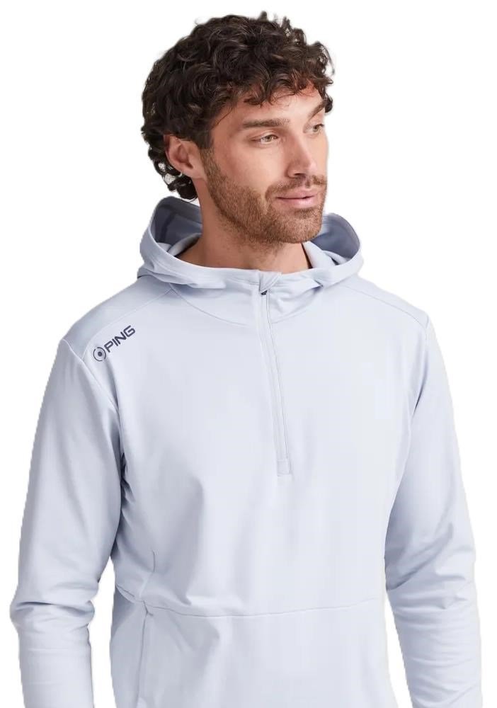 PING Haldon Hooded Fleece sudadera con capucha para hombre, pearl grey