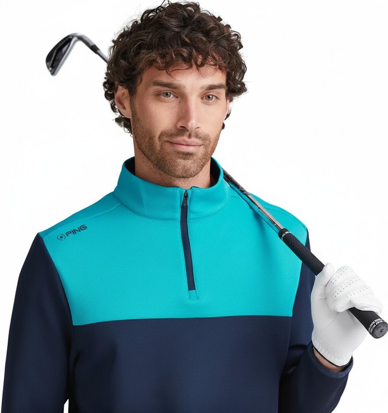 PING Kinver sudadera de hombre, navy/turquesa