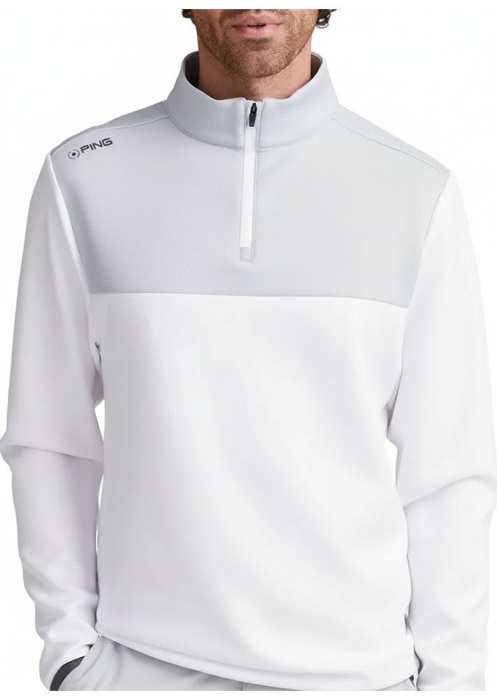 PING Kinver sudadera de hombre, blanco/gris perla