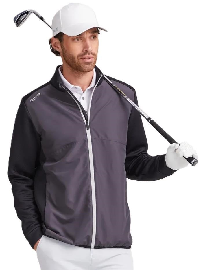 PING Burford chaqueta de hombre, asfalto/negro