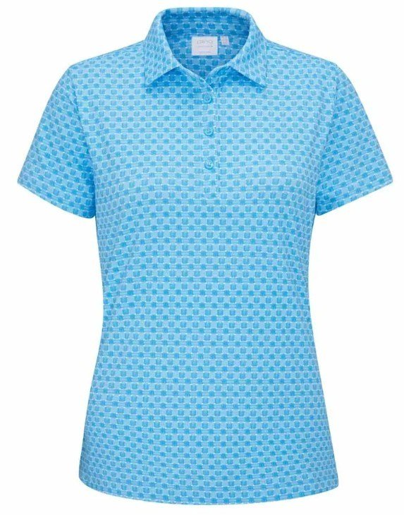 PING Aeria Printed polo de mujer, azure geo