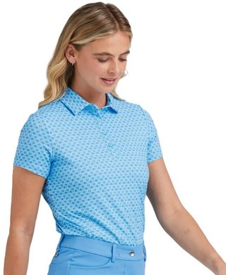 PING Aeria Printed polo de mujer, azure geo