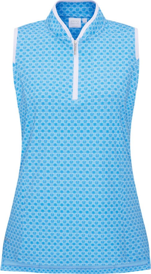 PING Penola Printed Sleeveless polo de mujer, azuro geo