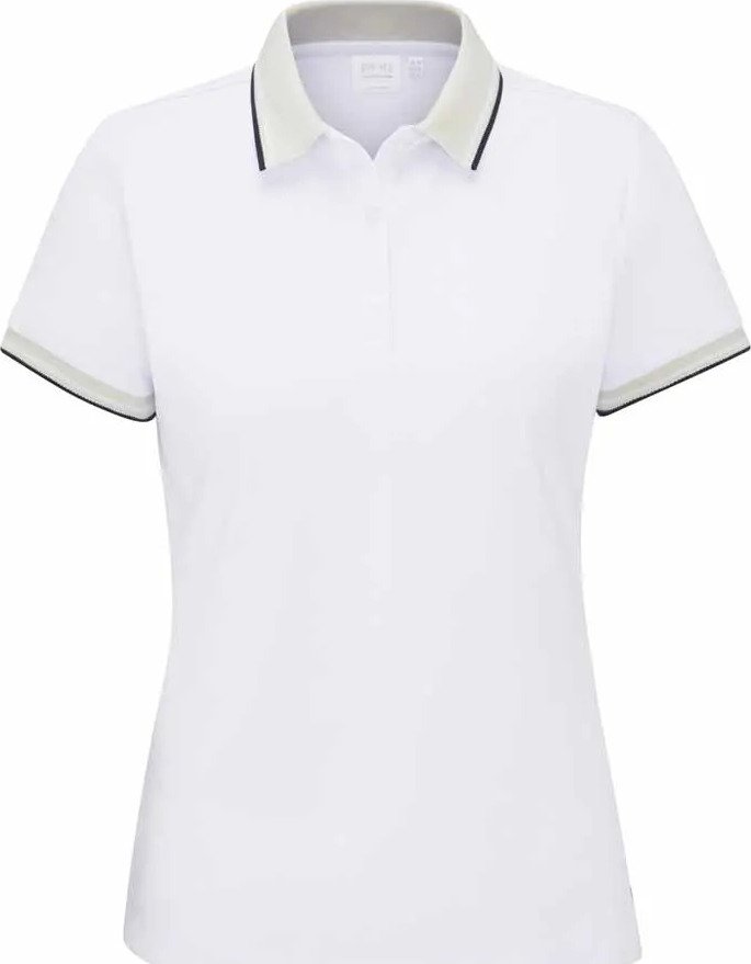 PING Viviana Tipped polo de mujer, blanco/pebble