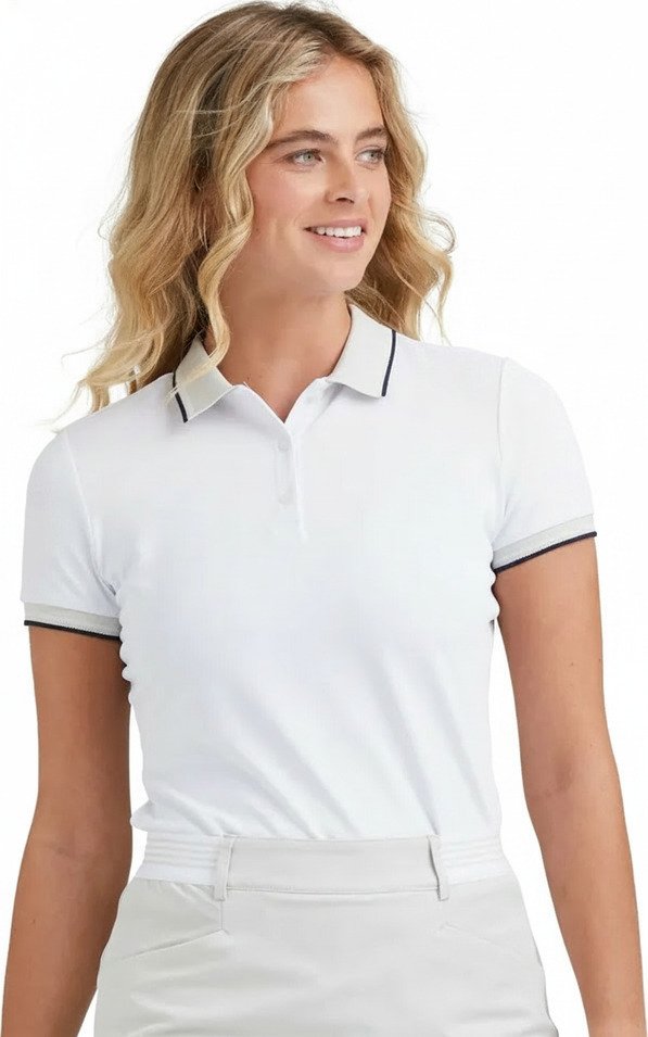 PING Viviana Tipped polo de mujer, blanco/pebble