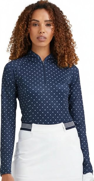 PING Arwen Printed Longsleeve polo de manga larga para mujer, micro monogram
