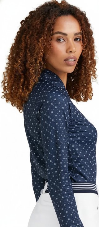 PING Arwen Printed Longsleeve polo de manga larga para mujer, micro monogram