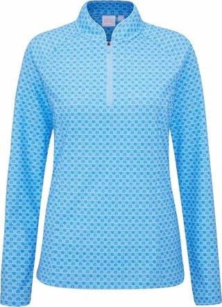 PING Arwen Printed Longsleeve polo de manga larga para mujer, azure geo
