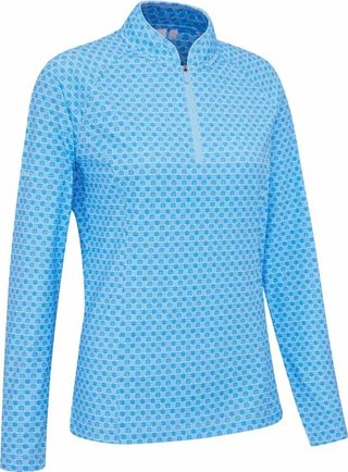 PING Arwen Printed Longsleeve polo de manga larga para mujer, azure geo
