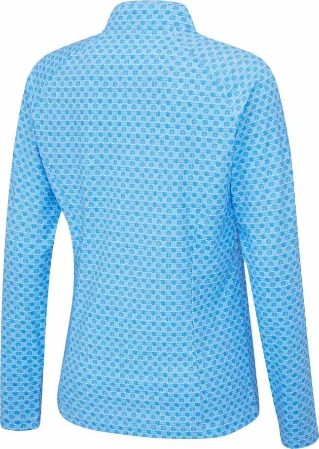 PING Arwen Printed Longsleeve polo de manga larga para mujer, azure geo