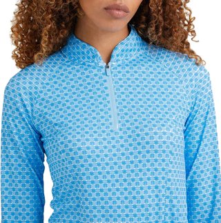 PING Arwen Printed Longsleeve polo de manga larga para mujer, azure geo