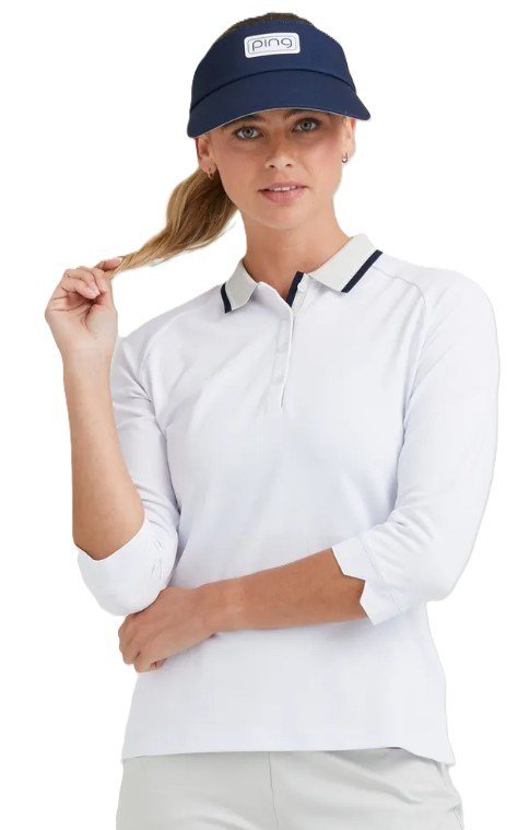 PING Alicia polo de mujer, blanco/pebble