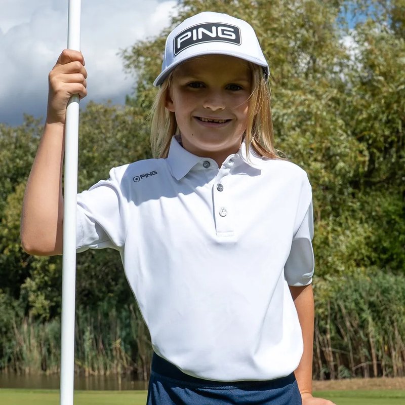 PING Lindum Junior polo infantil, blanco