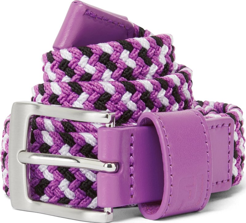 FootJoy Braided cinturón unisex, negro/blanco/berry, largo