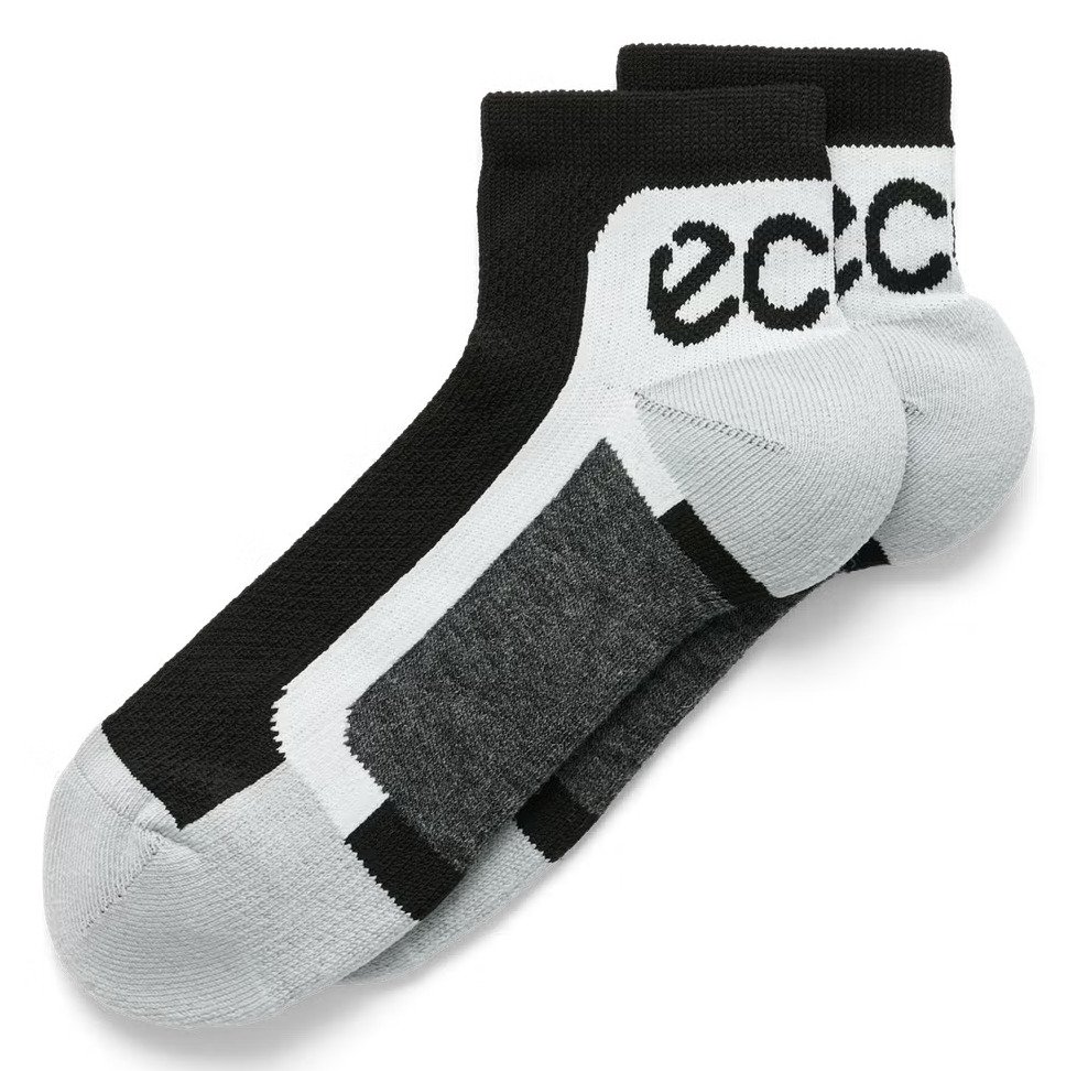 Ecco Tech Sporty Ankle-Cut calcetines, Negro/Blanco